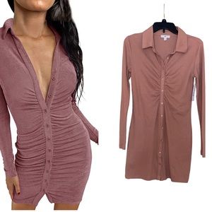 NWT BP Blush Pink Collared Button Up Mini Dress